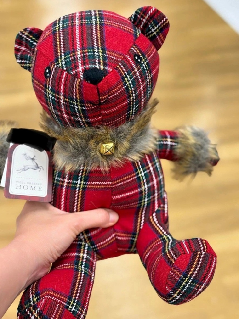 Home Plaid Bear Decor in Red & Black NWT